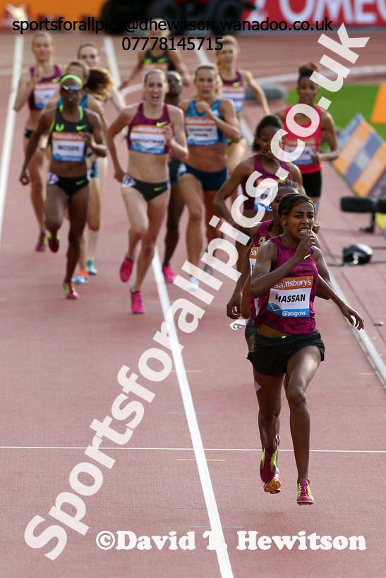 Sifan Hassan wins the 1500 metres at the Glasgow Diamond League. Photo: David T. Hewitson/Sports for All Pics